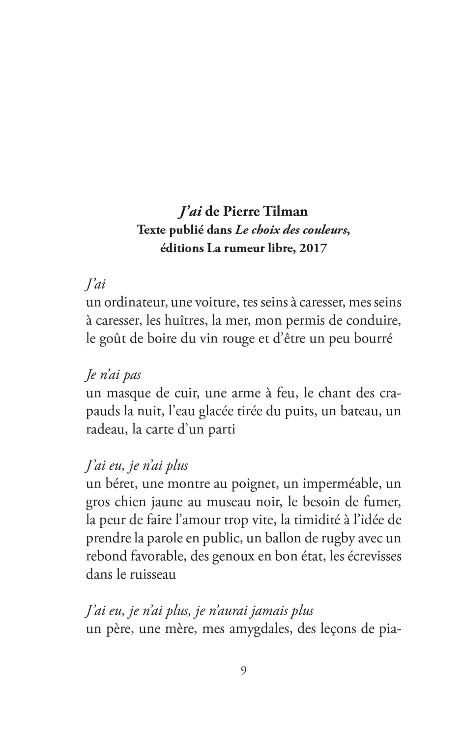 Extrait du recueil 